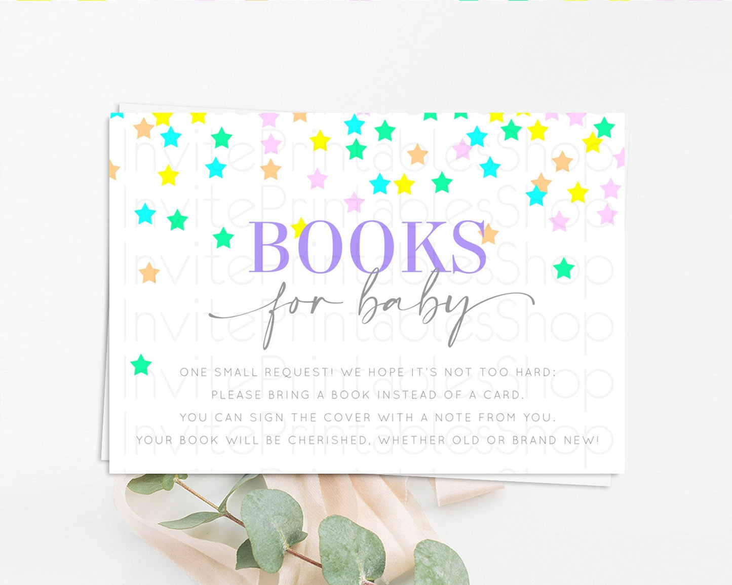 Pastel Star Books For Baby Card Shooting Star Book Insert Twinkle Little Star Book Card Rainbow Confetti Guests Book Poem Request D10395