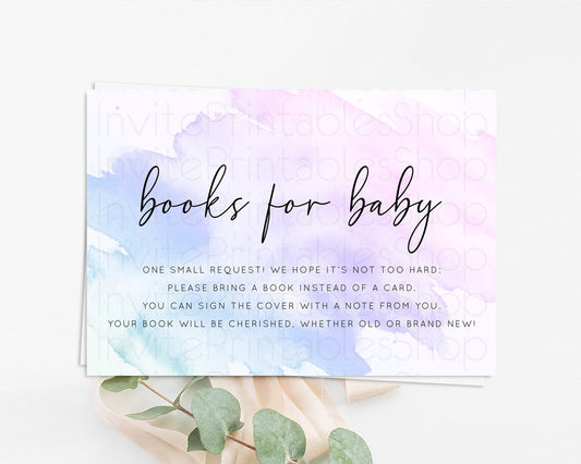 Editable Purple Books For Baby Card Watercolor Book Insert Pastel Purple Bab
