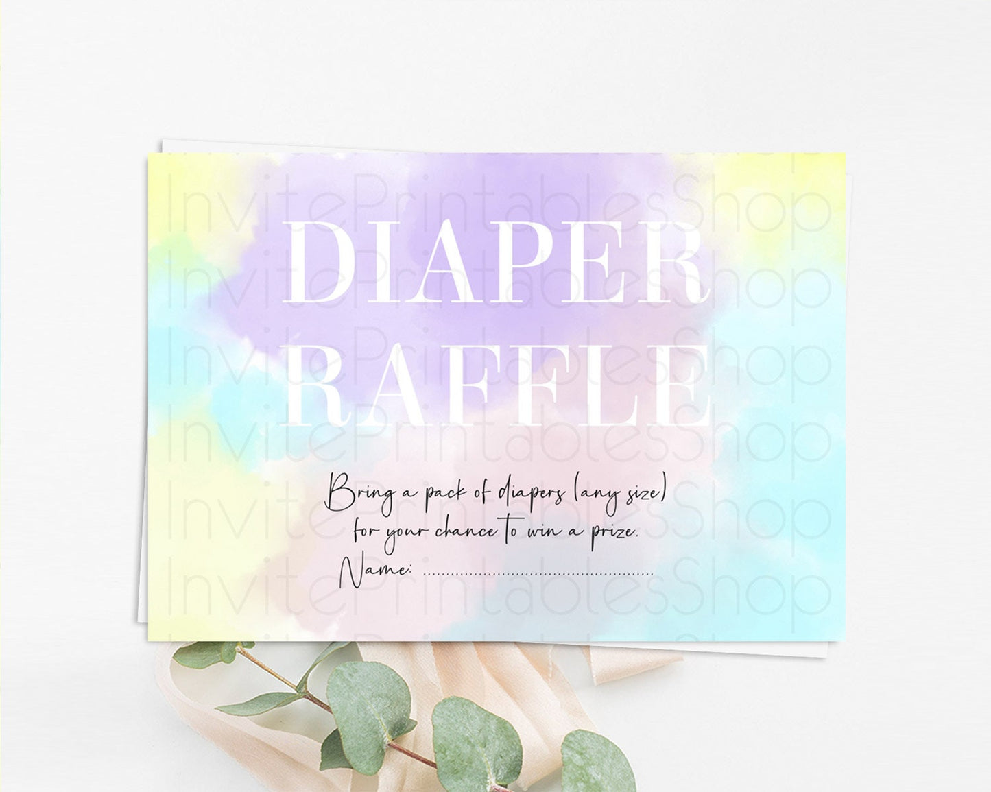 Pastel Diaper Raffle Card Pastel Rainbow Diaper Raffle Insert Colorful Ombre Watercolor Diaper Ticket Confetti Glitter Raffle Game D10617