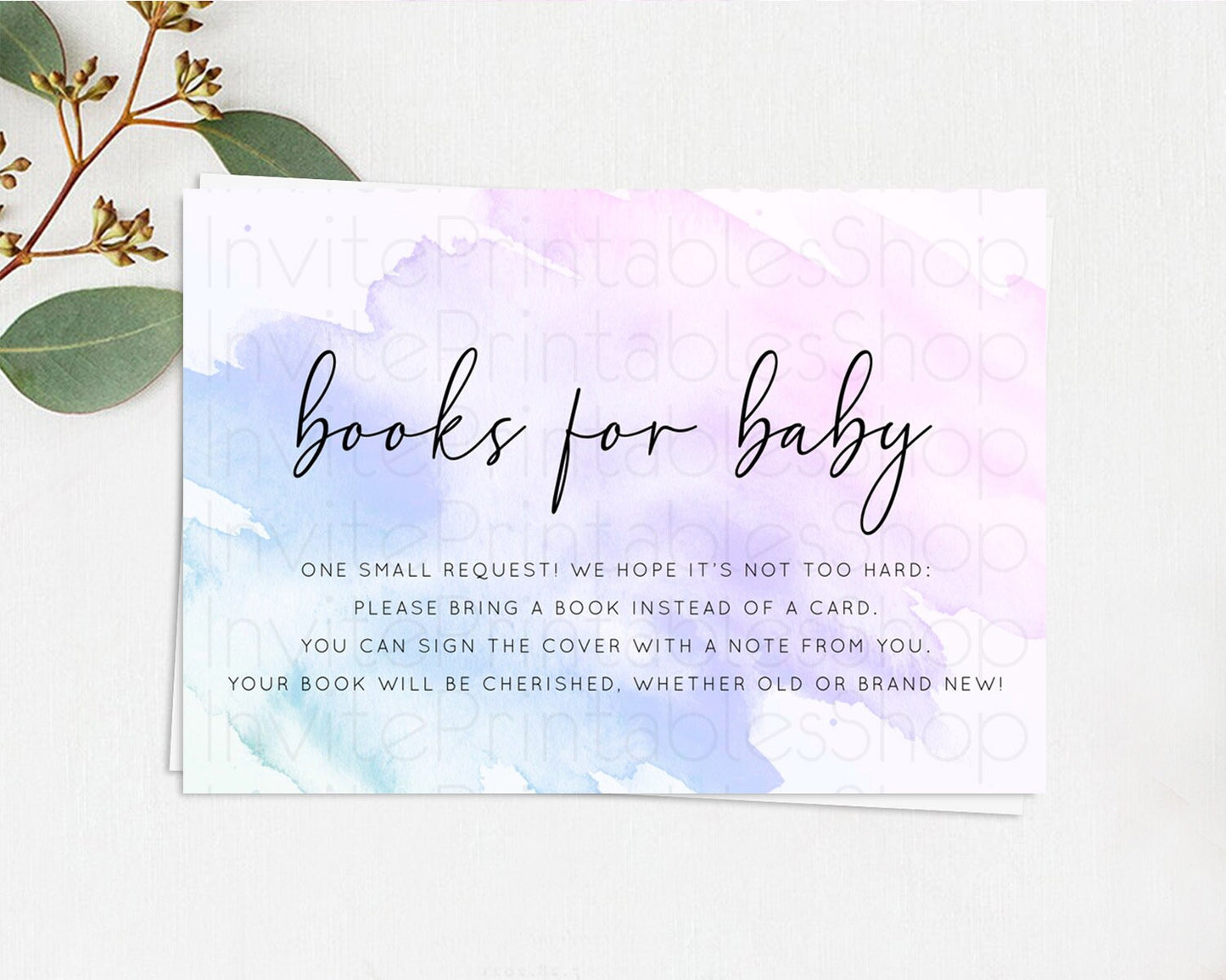 Purple Books For Baby Card Watercolor Book Insert Pastel Purple Baby Shower Book Card Purple Watercolor Guests Book Poem Request D10165