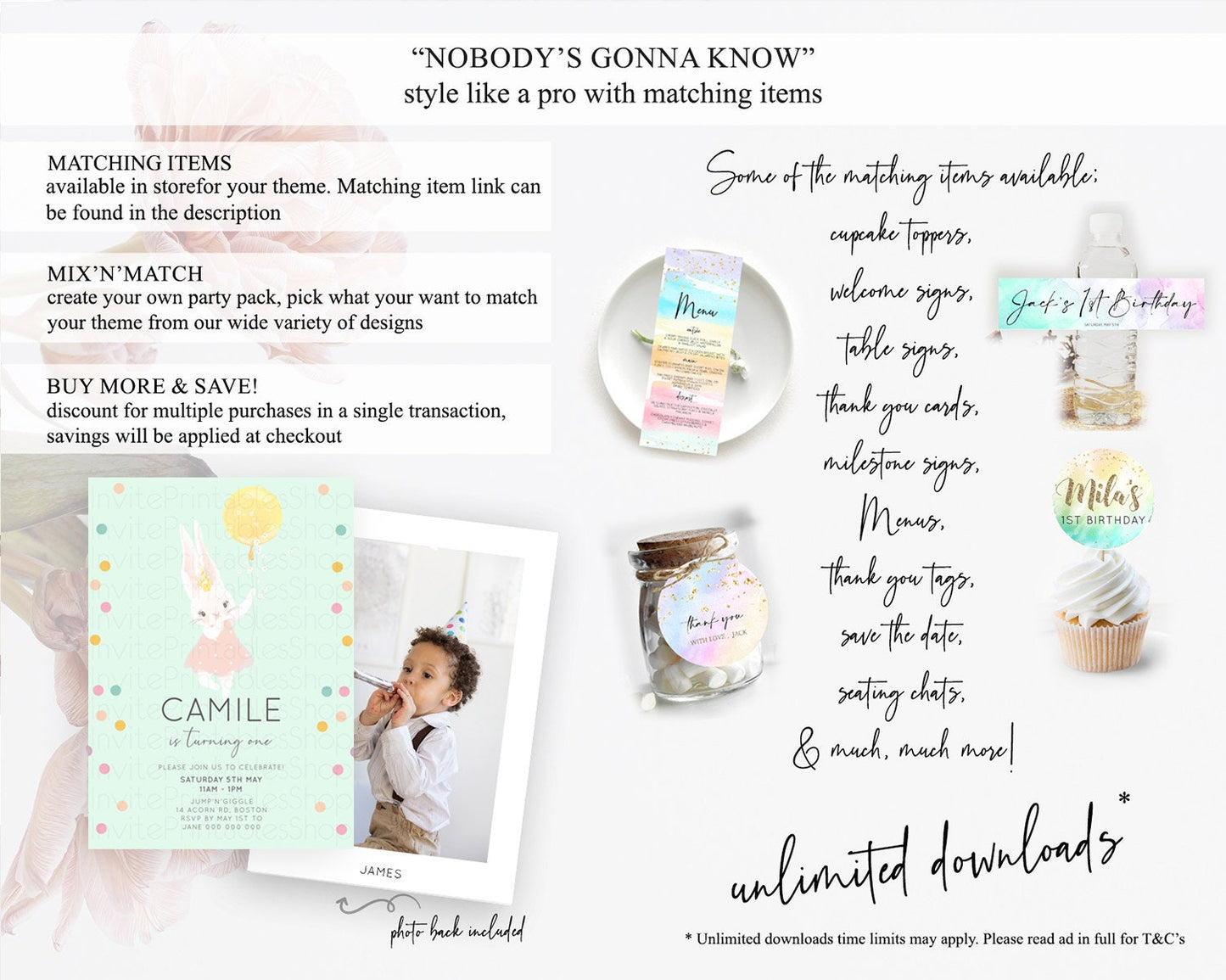 Bunny Birthday Invitation Pastel Bunny Invitation Bunny Balloon Invites Pastel Confetti Balloon Bunny Invites 2nd 1st First Birthday 199v5