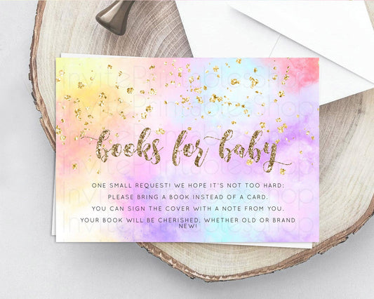 Editable Pastel Books For Baby Card Pastel Rainbow Book Insert Colorful Ombr