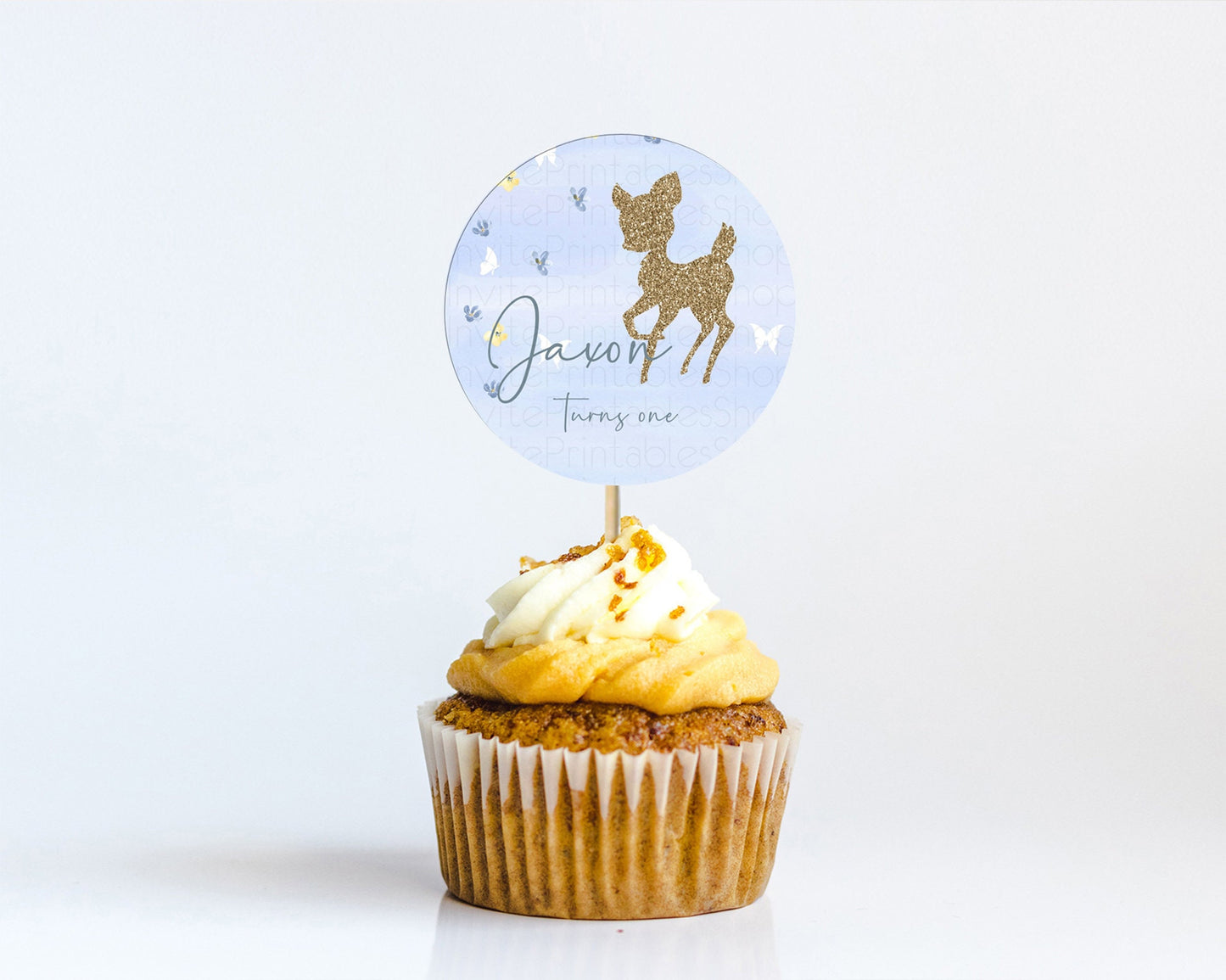 Fawn Cupcake Toppers Deer Cupcake Toppers Enchanted Forest Party Butterfly Pastel Flowers Woofland Cupcake Toppers First Birthday D10863