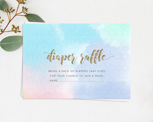 Editable Pastel Diaper Raffle Card Pastel Rainbow Diaper Raffle Insert Color