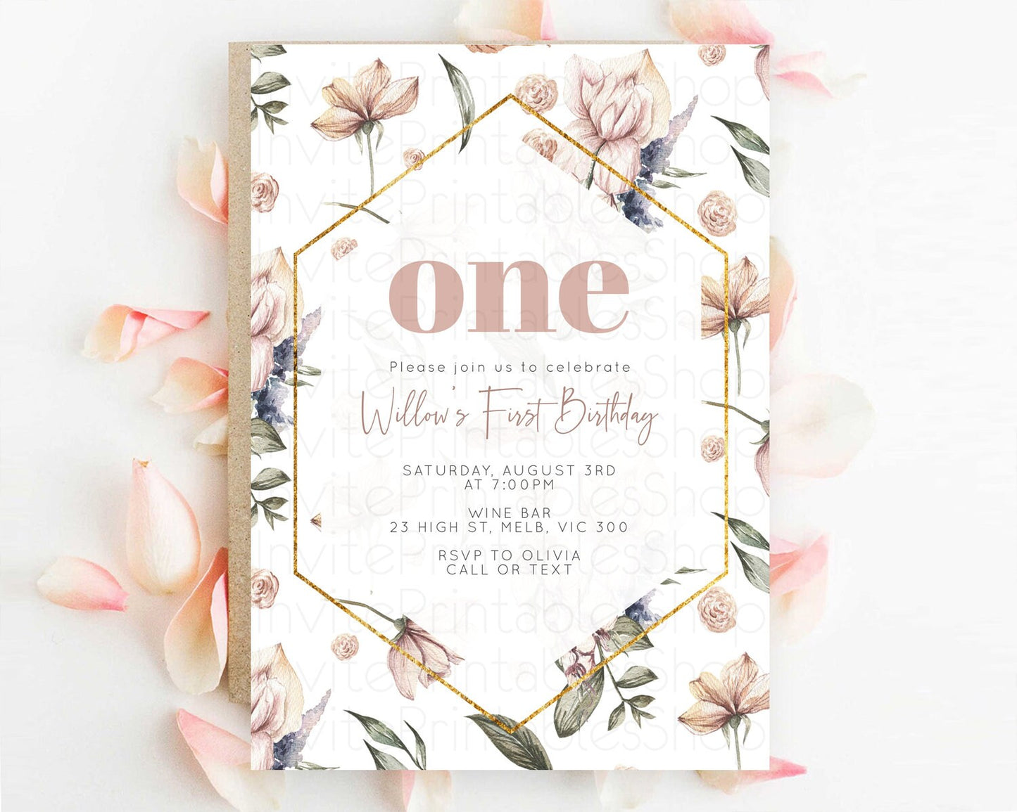 Secret Garden Invitation Wildflower Birthday Invitation Pastel Flowers Invite Enchanted Garden Boho Floral 3rd 2nd First Birthday D10504