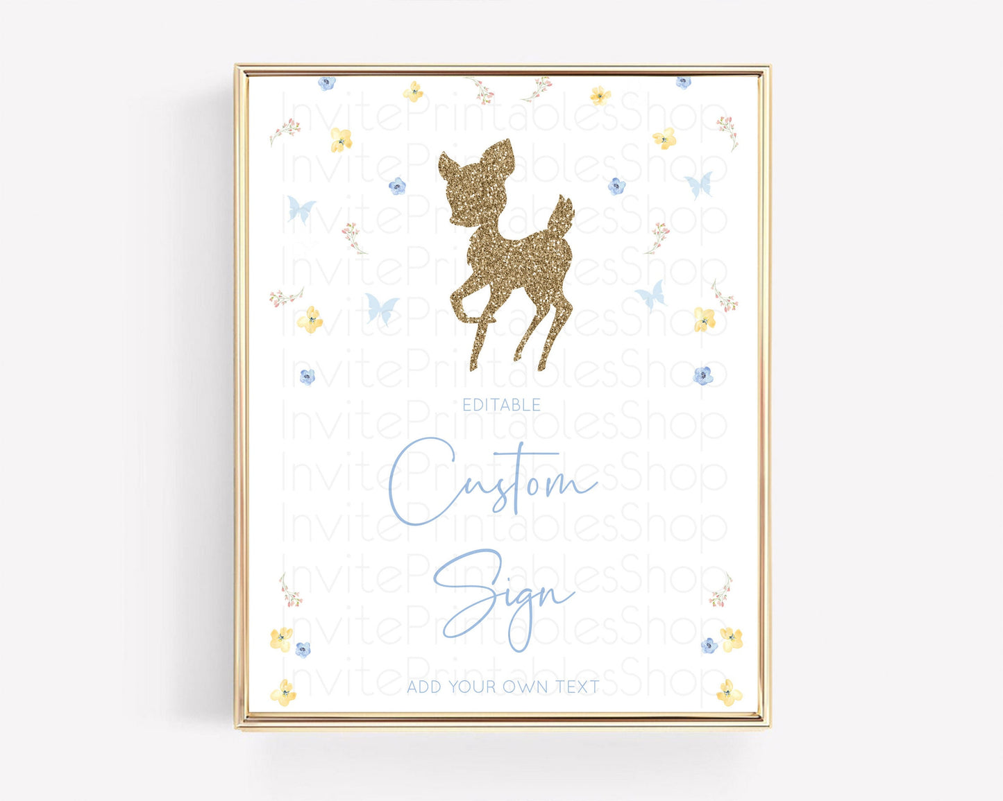 Fawn Deer Sign Pastel Floral Deer Table Sign Decor  Enchanted Forest Butterfly Party 1st Birthday Baptism Baby Shower Bridal Shower D10360