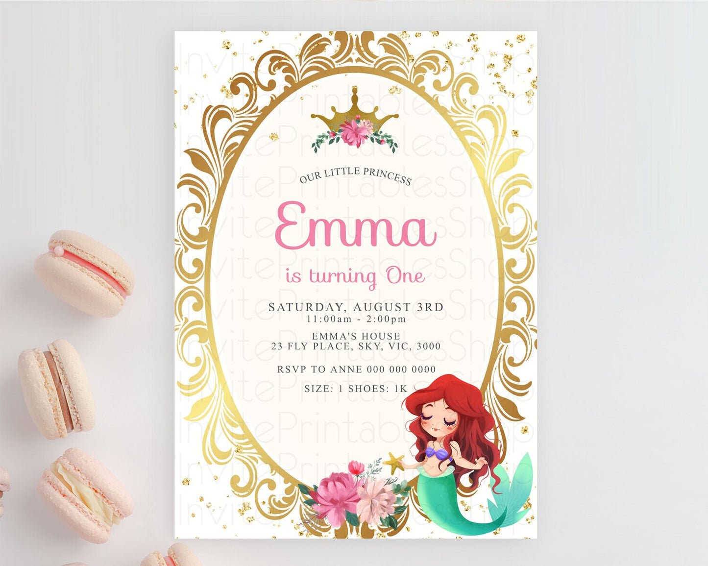 Princess Birthday Invitation Castle Invitation Royal Birthday Fairy Tale Enchanted Mirror Pastel Floral Garden 1st First Birthday D10133