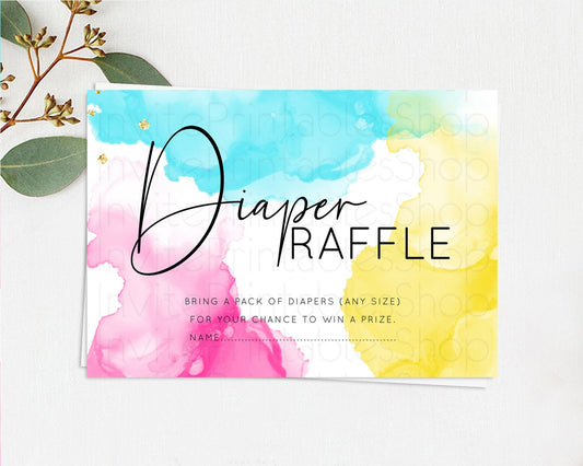 Editable Pastel Diaper Raffle Card Pastel Rainbow Diaper Raffle Insert Color