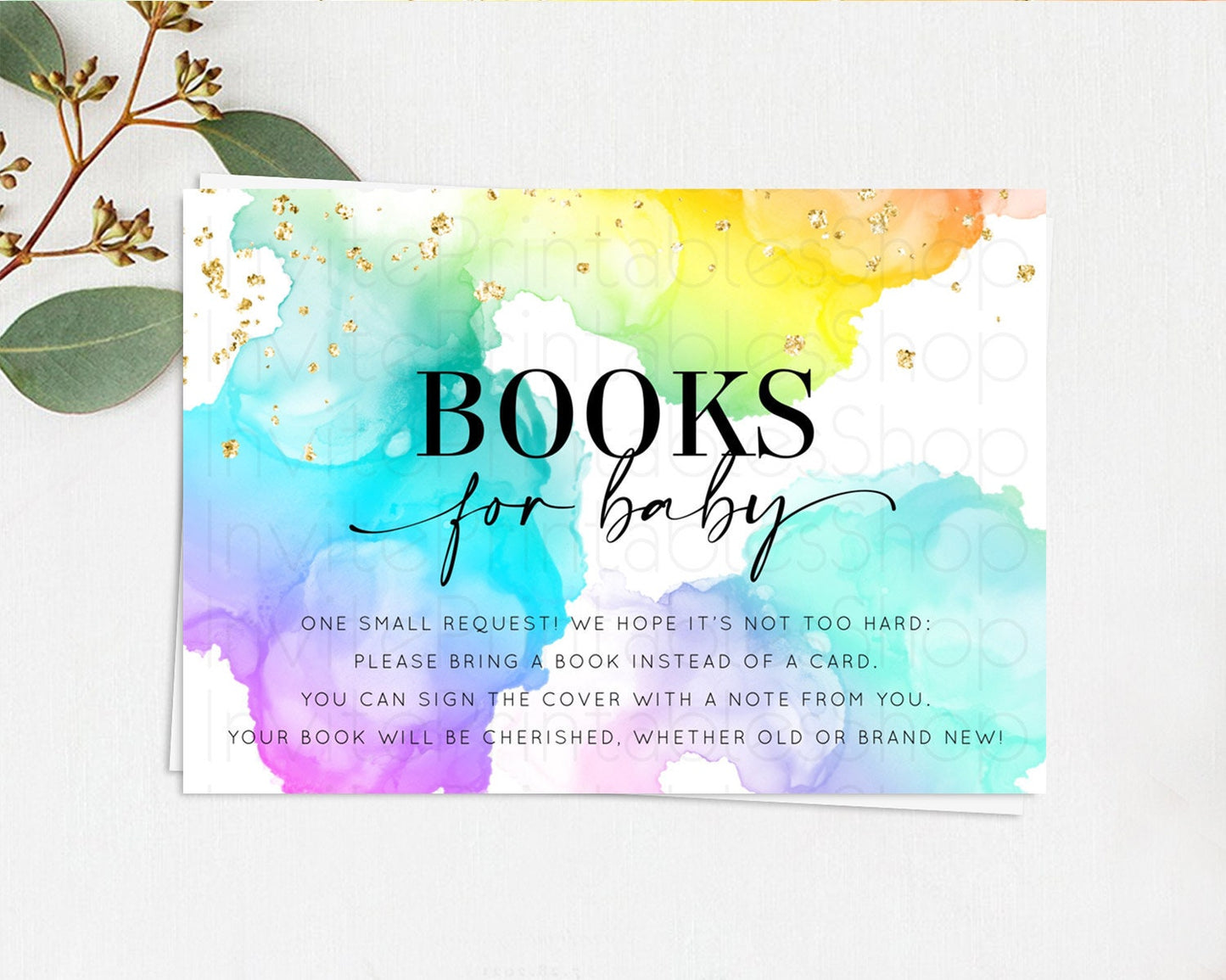 Pastel Books For Baby Card Pastel Rainbow Book Insert Colorful Ombre Watercolor Book Card Confetti Glitter Baby Book Poem Request D10213