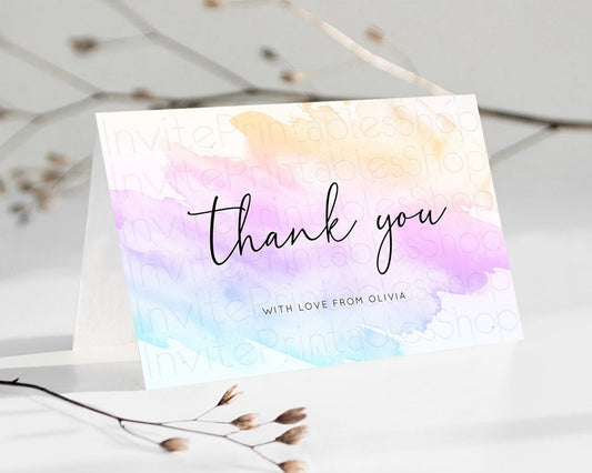 Editable Pastel Thank You Rainbow Thank You Card Colorful Pastel Birthday Th