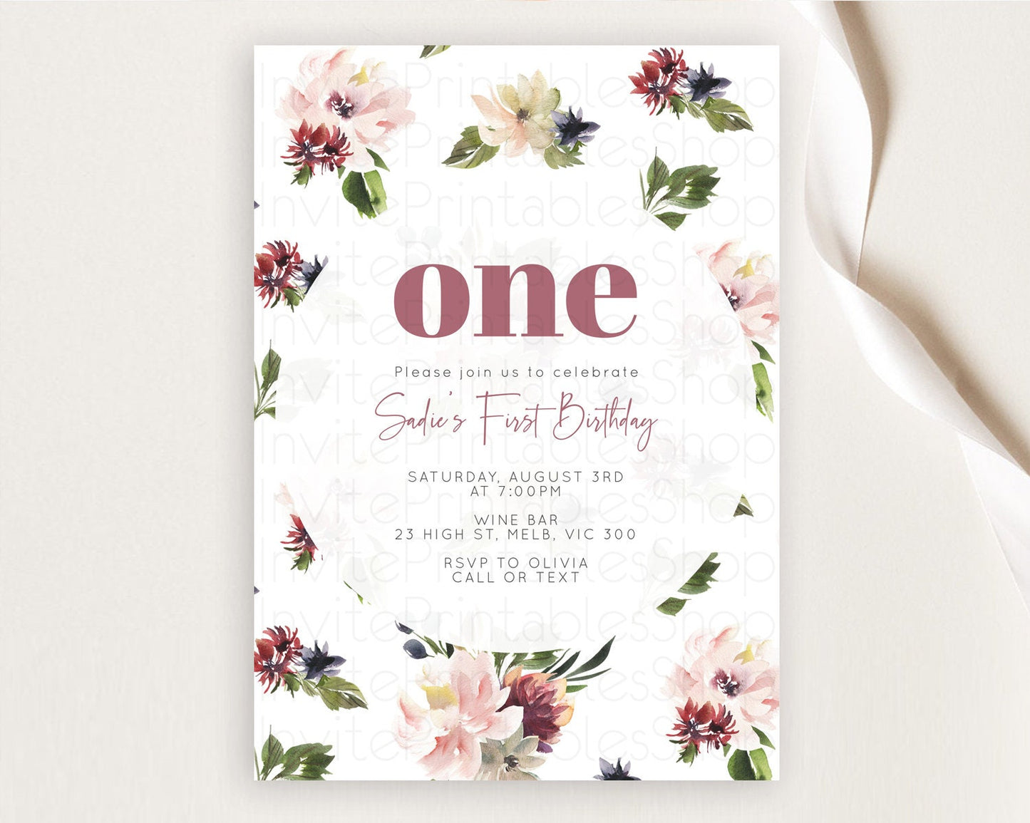 Secret Garden Invitation Wildflower Birthday Invitation Pastel Flowers Invite Enchanted Garden Boho Floral 3rd 2nd First Birthday D10538