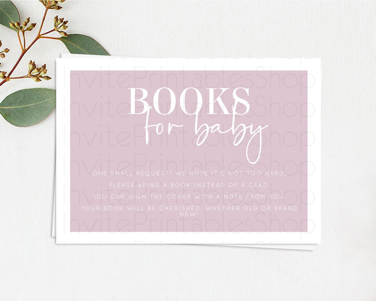 Pink Books For Baby Card Plain Pink Book Insert Minimalist Pastel Pink Book Card Pink Simple Baby Shower Book Poem Request D10940