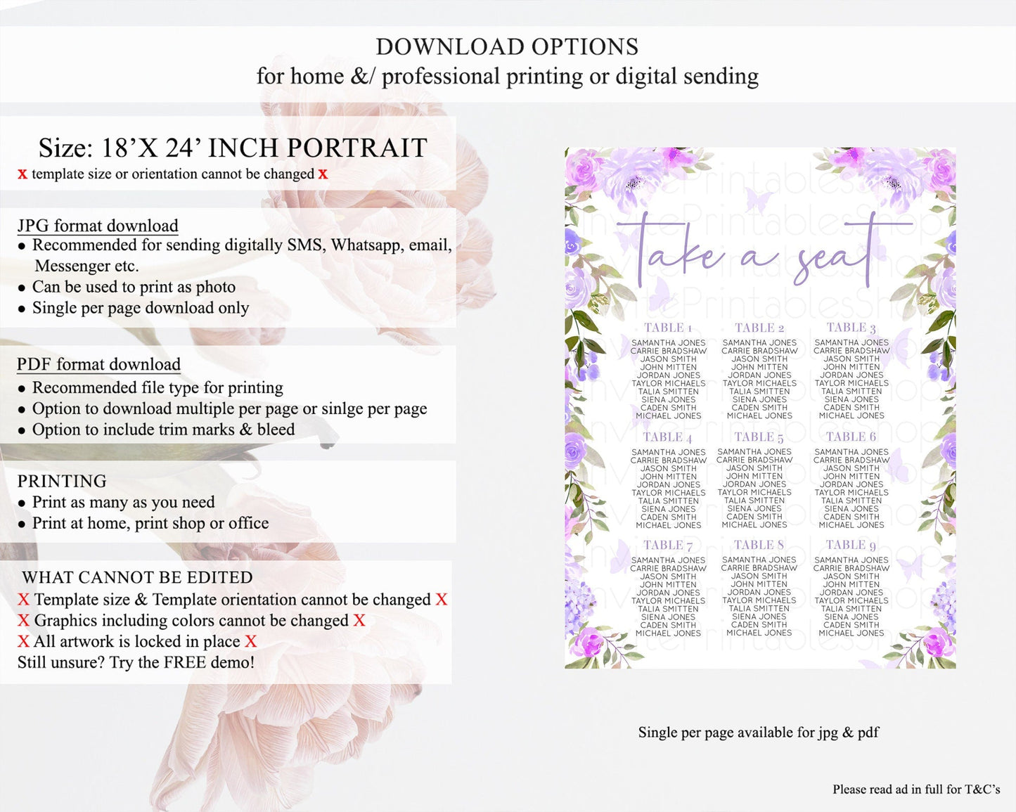 Secret Garden Seating Chart Wildflower Seating Chart Pastel Flowers Seating Chart Enchanted Garden Boho Floral Take A Seat Decor D10719