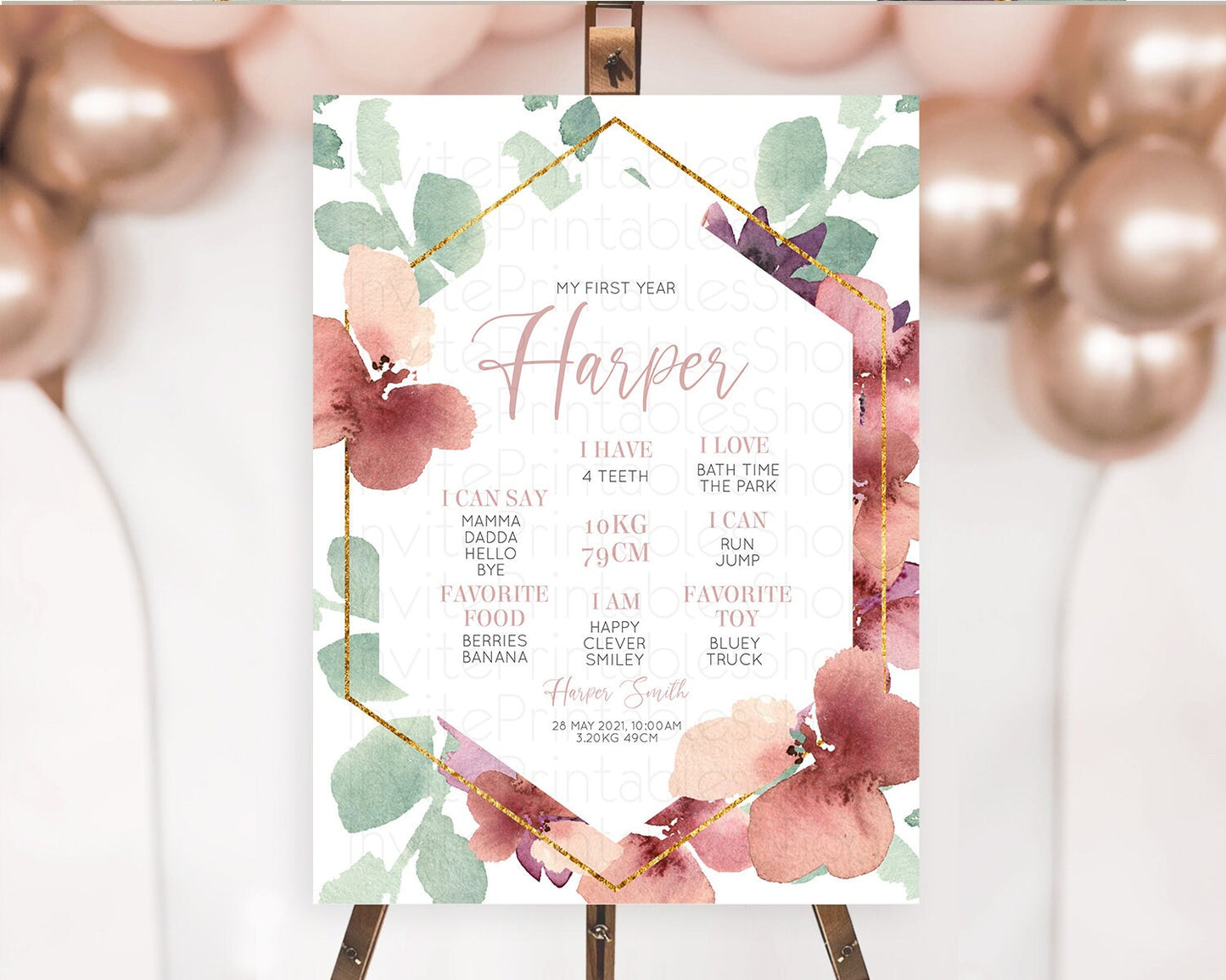 Secret Garden Milestone Board Wildflower First Birthday Milestone Poster Pastel Flowers Milestone Boho Wildflower 1st Birthday Sign D10964