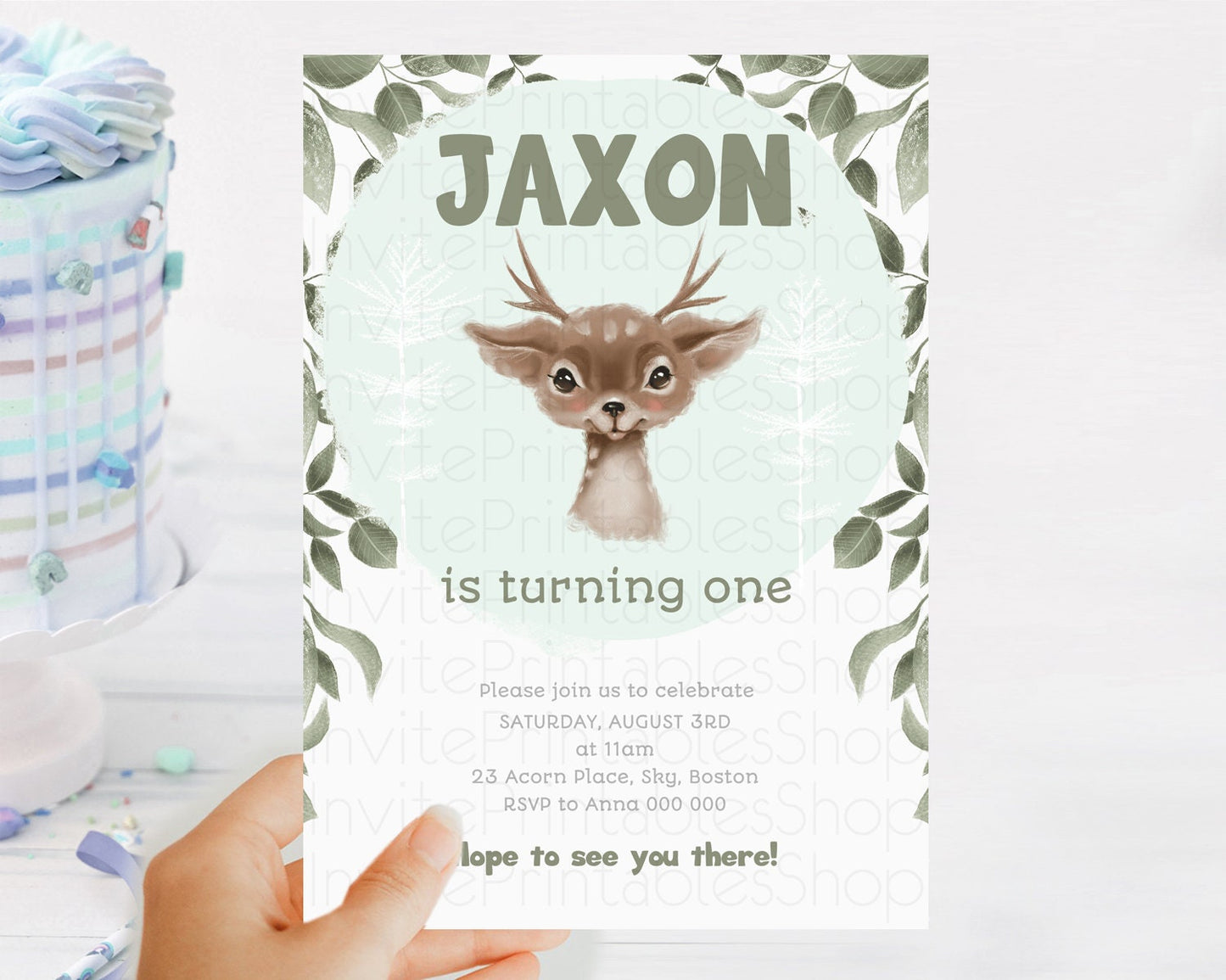 Fawn Birthday Invitation Deer Birthday Invitation Enchanted Forest Party Butterfly Pastel Flowers Whimsical 2nd 1st First Birthday D10191