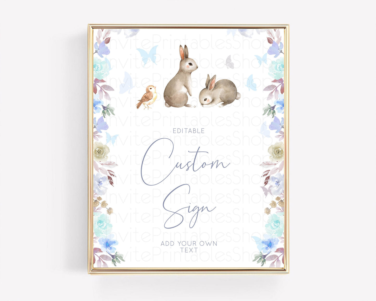 Floral Bunny Sign Pastel Flowers Table Sign Decor Forest Bunny Secret Garden Some Bunny Party 1st Birthday Baby Shower Baptism D10927