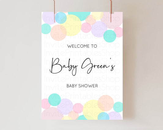 Editable Rainbow Baby Shower Welcome Sign Pastel Welcome Board Pastel Rainbo