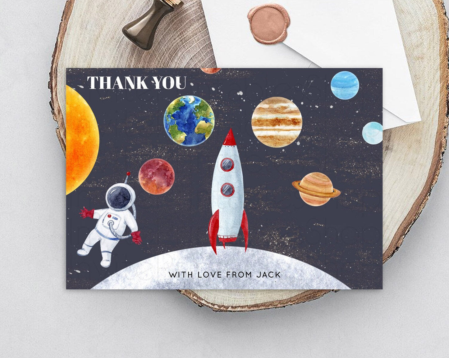 Space Thank You Space Thank You Card First Trip Around the Sun Thank You Card Planets Solar System First Birthday Thank You Cards D10430