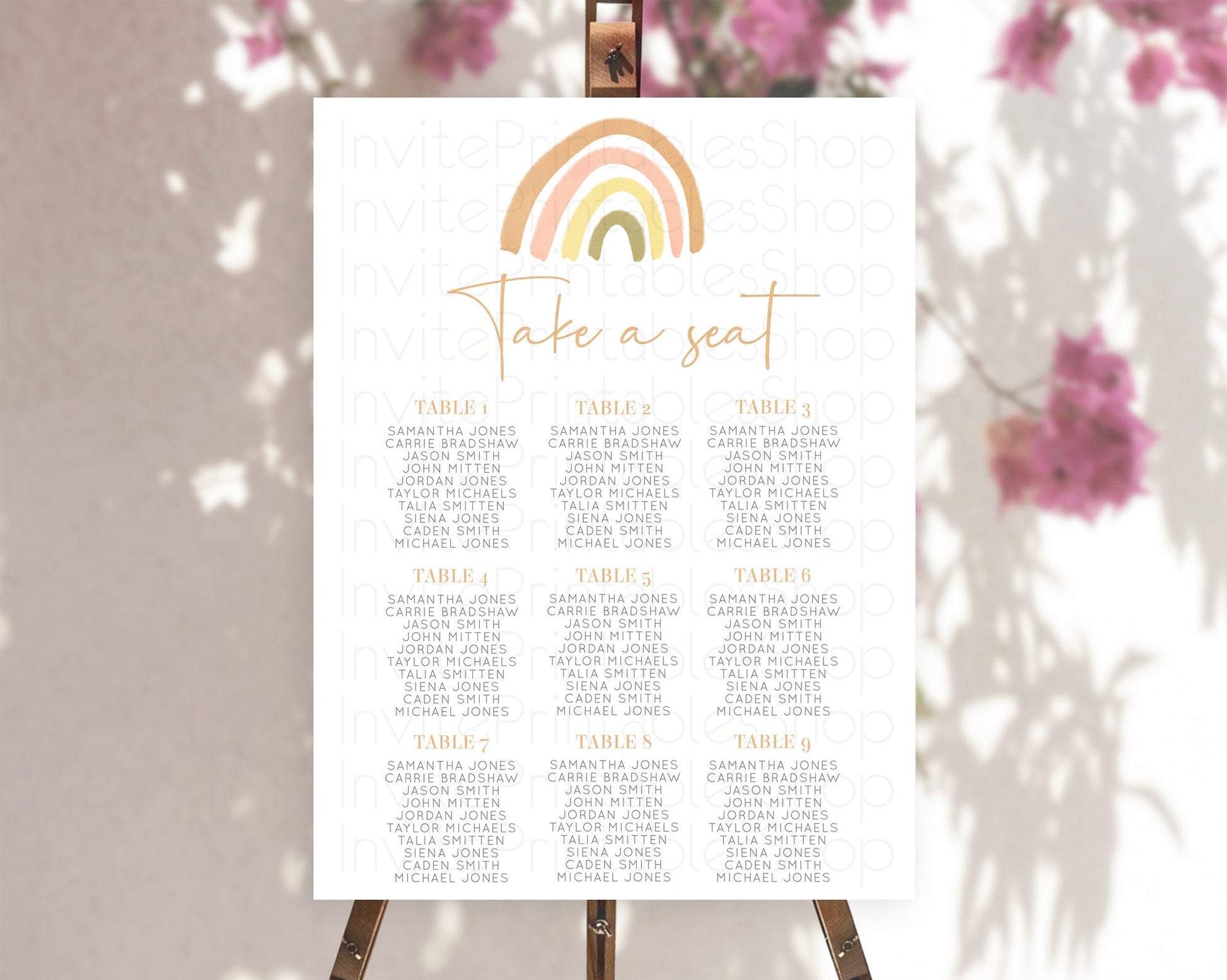 Editable Pastel Rainbow Seating Chart Boho Rainbow Seating Chart Rainbow Sea