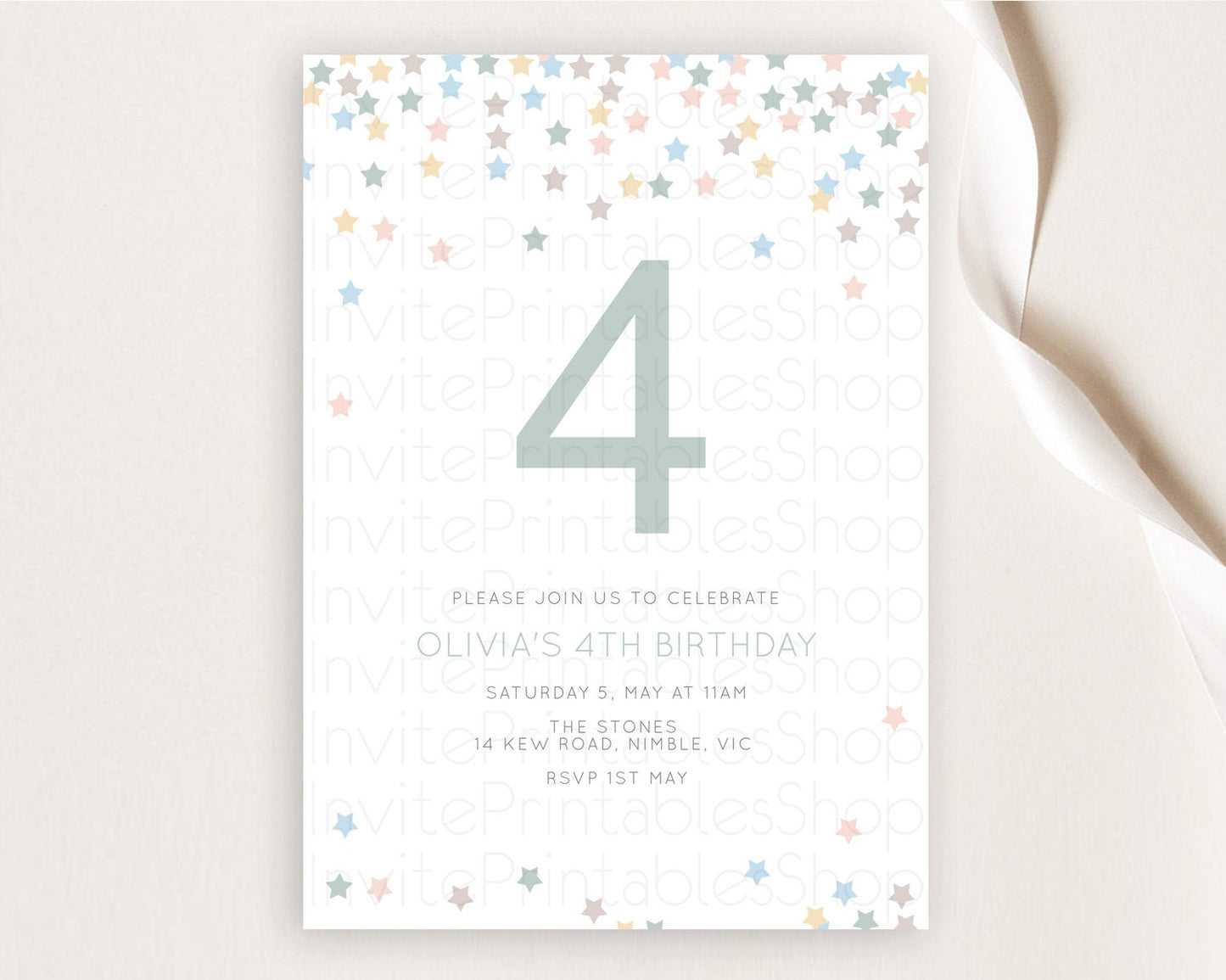 Star Birthday Invitation Pastel Stars Invite Shooting Star Party Rainbow Colorful Confetti Twinkle Little Star 2nd First Birthday D10795