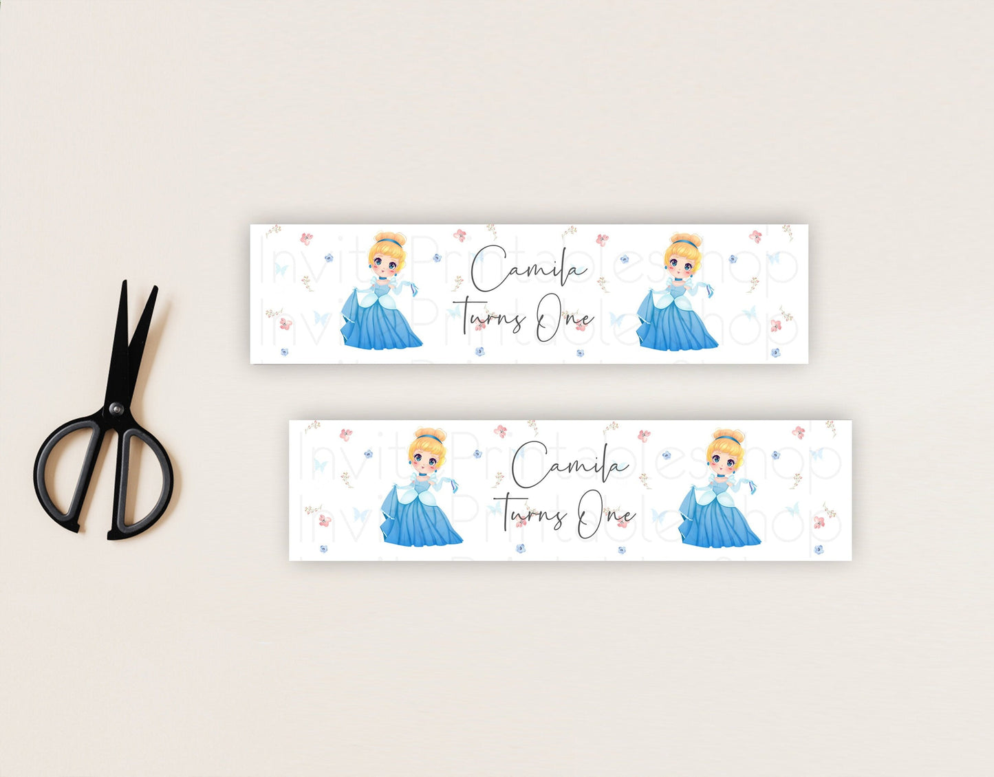 Princess Water Label Template Secret Garden Enchanted Castle Pastel Floral Royal Party Decor For 1st Birthday Baptism Baby Shower D10354