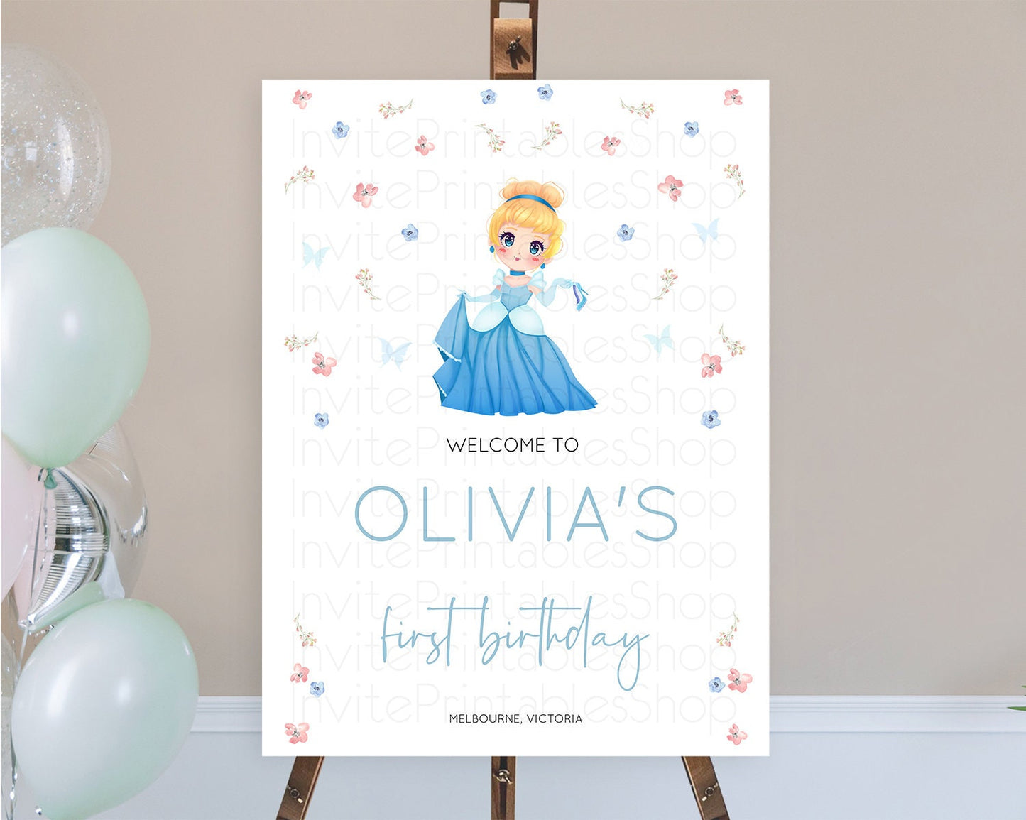 Princess Birthday Welcome Sign Castle Welcome Board Secret Garden Enchanted Castle Pastel Floral Garden First Birthday Welcome Sign D10354