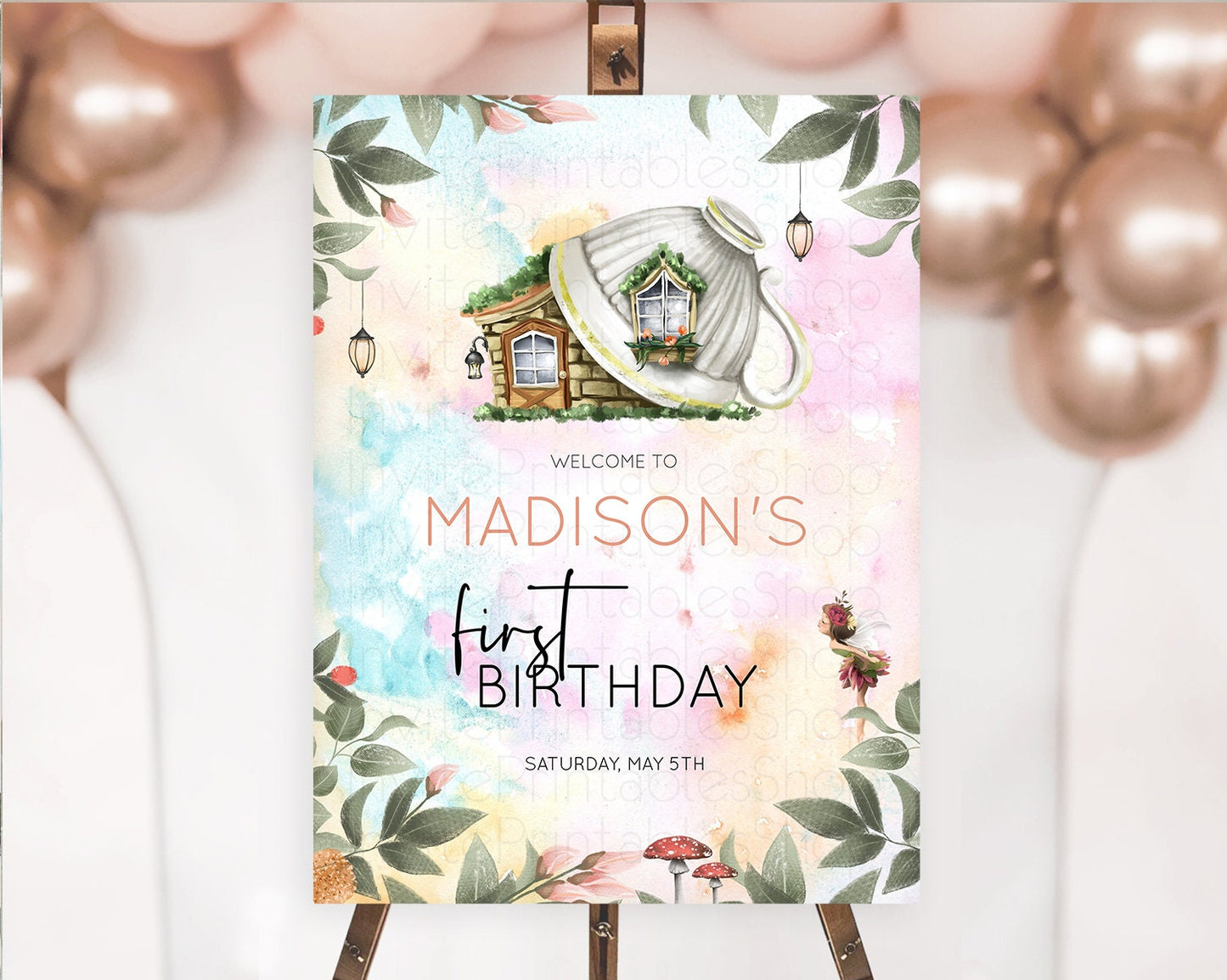 Fairy Welcome Sign Fairy Welcome Board Enchanted Garden Pastel Floral Butterfly Decor Secret Garden First Birthday Welcome Sign D10555