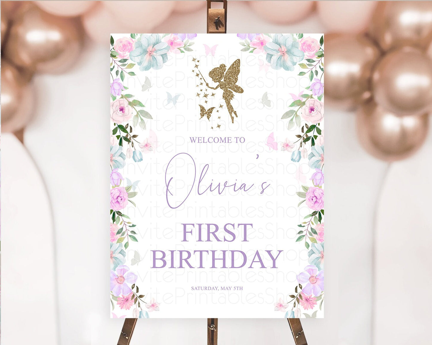 Fairy Welcome Sign Fairy Welcome Board Enchanted Garden Pastel Floral Butterfly Decor Secret Garden First Birthday Welcome Sign D10475
