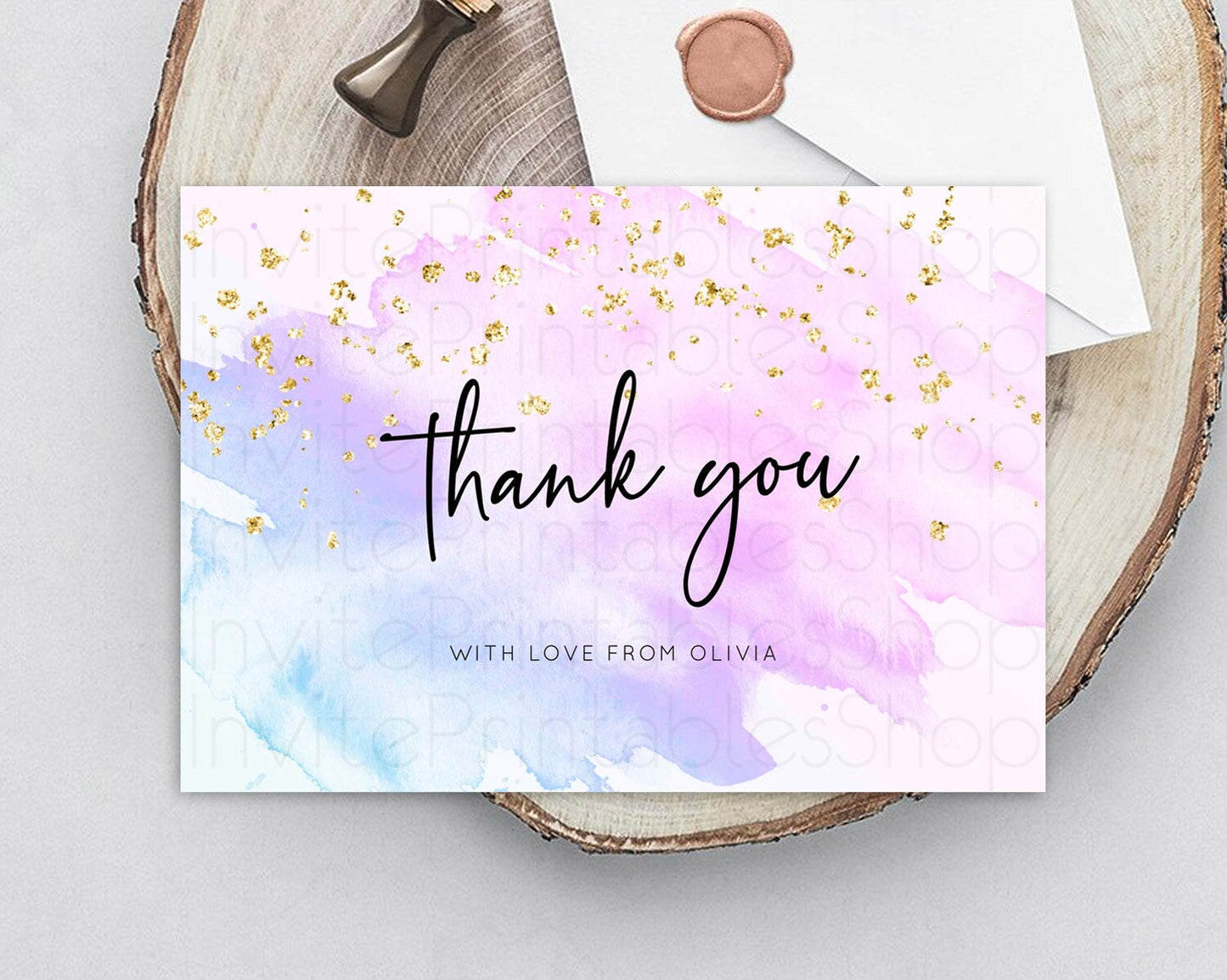 Purple Thank You Purple Watercolor Thank You Card Pastel Purple Card Template Watercolor Splash Cards Teacher Thank You Cards D10169