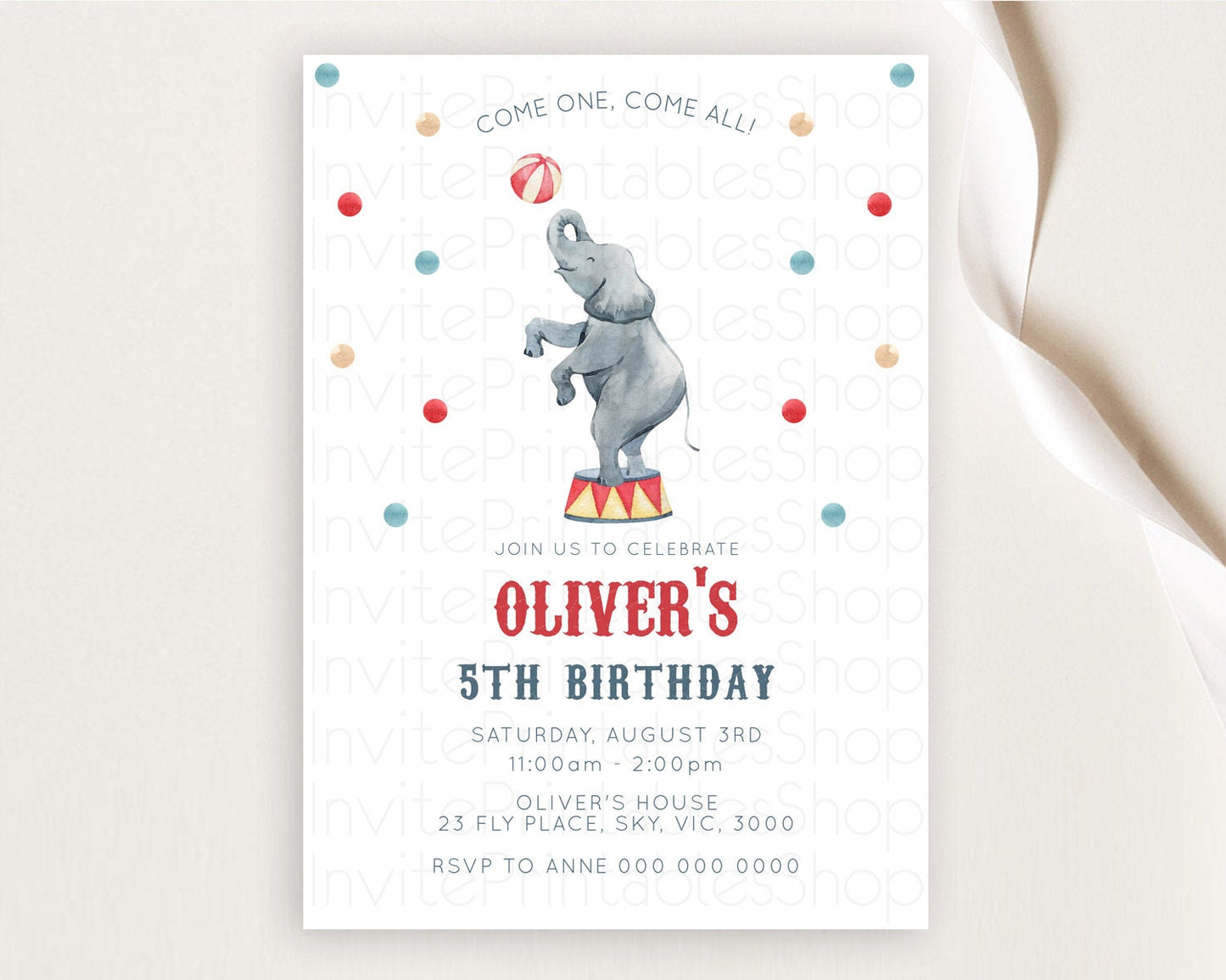 Circus Birthday Invitation Carnival Birthday Invitation Clown Invite Circus Lion Invite Circus Tent Invite Circus Elephant Invite D10461