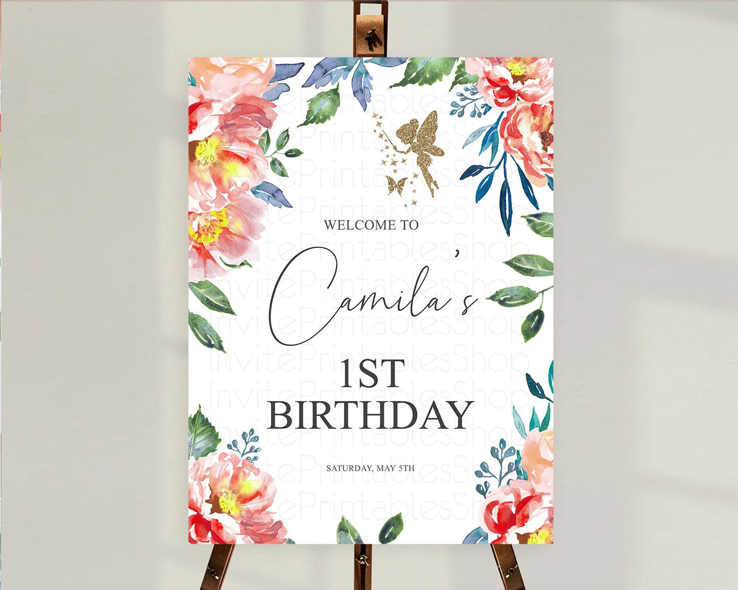 Fairy Welcome Sign Fairy Welcome Board Enchanted Garden Pastel Floral Butterfly Decor Secret Garden First Birthday Welcome Sign D10752