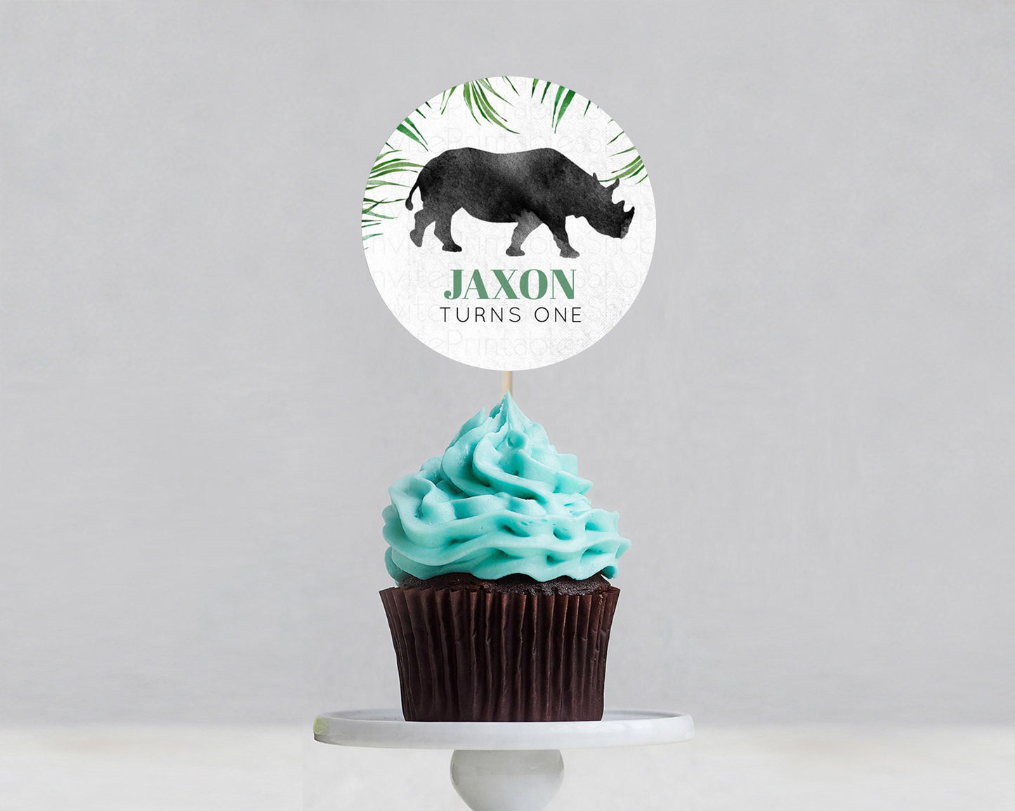 Rhino Cupcake Toppers Rhino Cupcake Rhino Take A Cupcake Toppers Rhino Safari Adventure Decor Zoo Party Rhino Palm Leaf Décor D10843