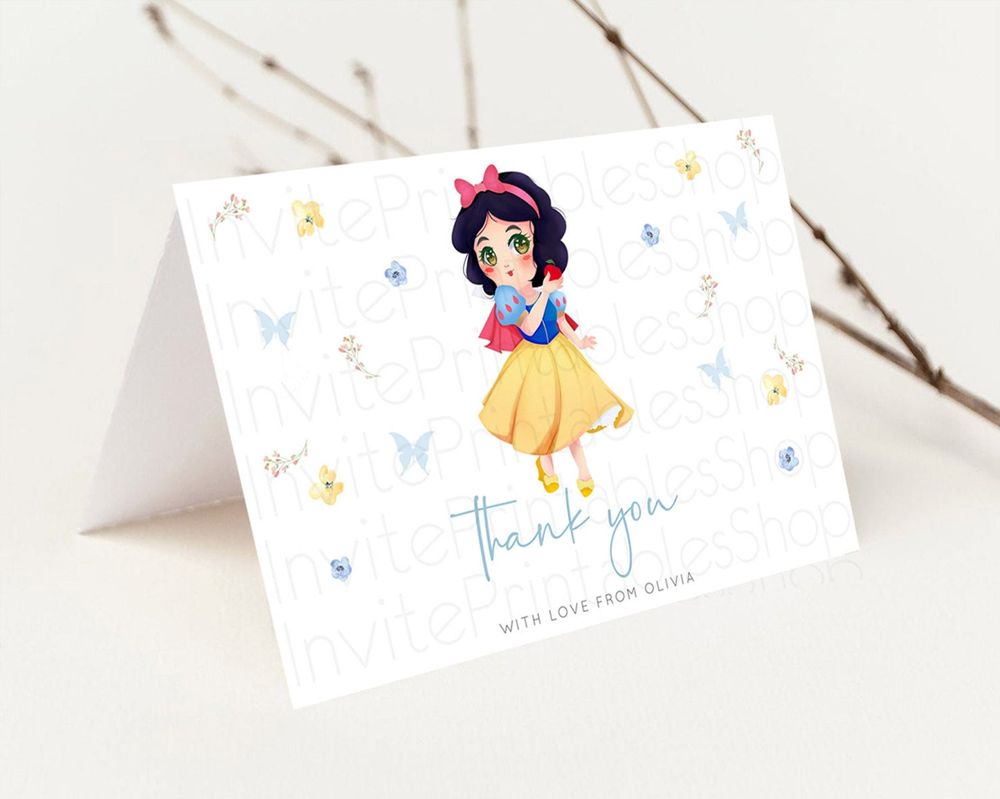 Princess Thank You Castle Thank You Card Secret Garden Birthday Thank You Card Enchanted Castle Pastel Floral Teacher Thank You Card D10353