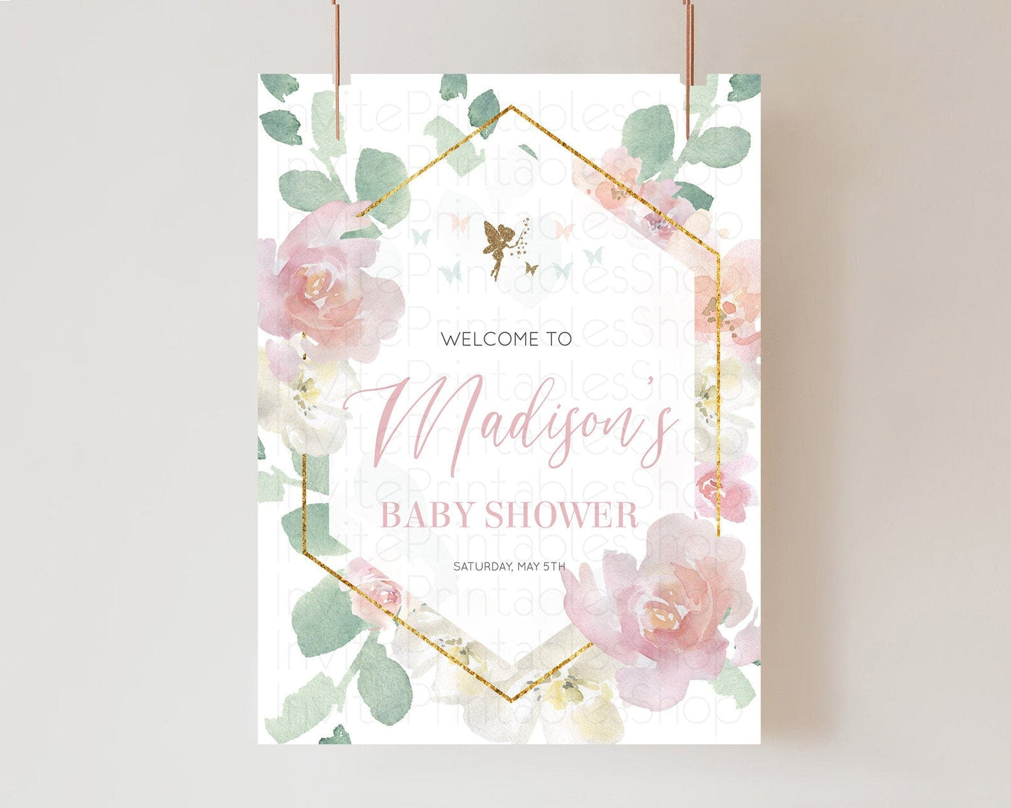 Fairy Baby Shower Welcome Sign Fairy Welcome Board Enchanted Garden Pastel Floral Butterfly Decor Secret Garden Fairy Welcome Sign D10965