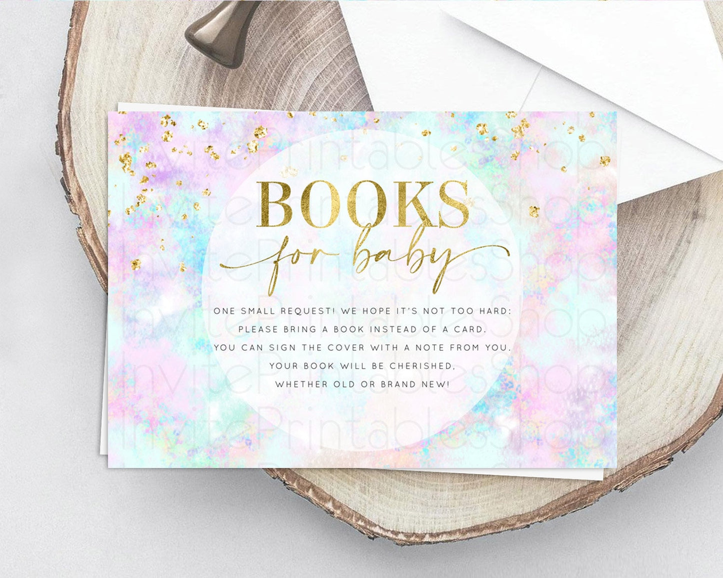 Pastel Books For Baby Card Pastel Rainbow Book Insert Colorful Ombre Watercolor Book Card Confetti Glitter Baby Book Poem Request D10652