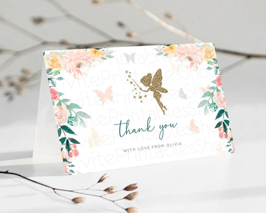 Editable Fairy Thank You Fairy Thank You Card Enchanted Garden Pastel Butter