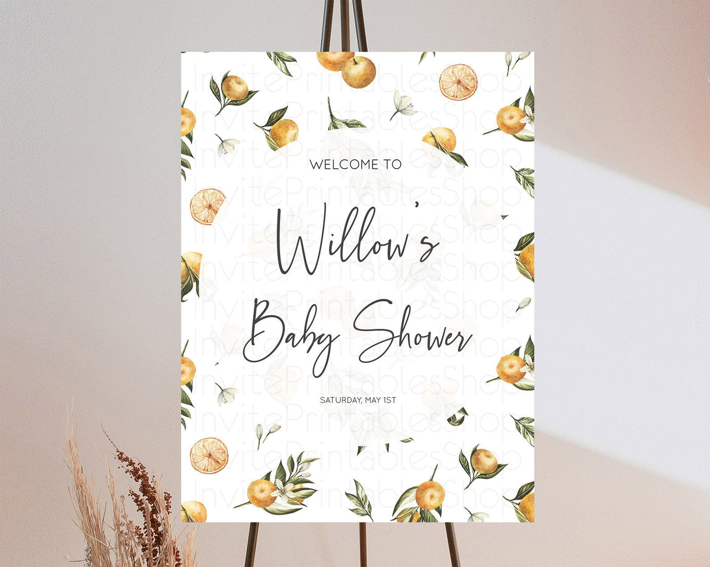 Citrus Baby Shower Welcome Sign Lemon Welcome Sign Orange Welcome Sign Citrus Welcome Poster Citrus Floral Décor Baby Welcome Board D10545