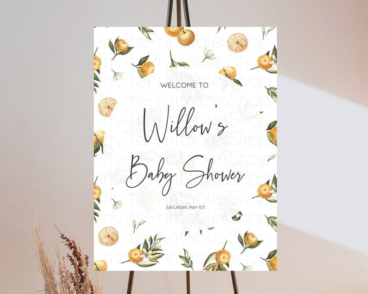 Citrus Baby Shower Welcome Sign Lemon Welcome Sign Orange Welcome Sign Citrus Welcome Poster Citrus Floral Décor Baby Welcome Board D10545