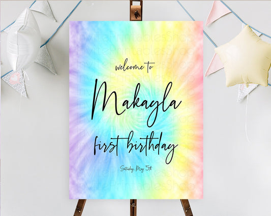 Editable Tie Dye Welcome Board Rainbow Tie Dye Welcome Sign Pastel Welcome P