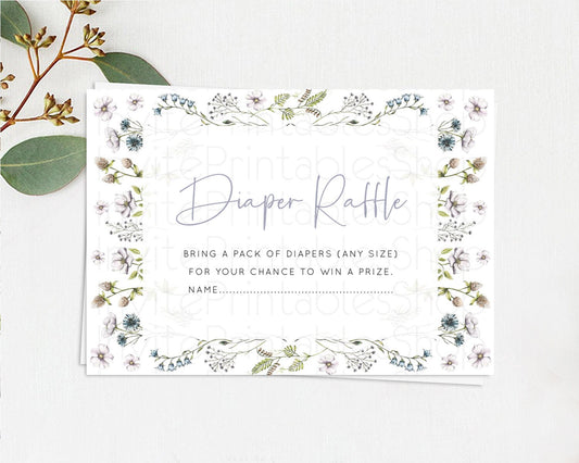 Editable Secret Garden Diaper Raffle Card Boho Wildflower Diaper Raffle Inse