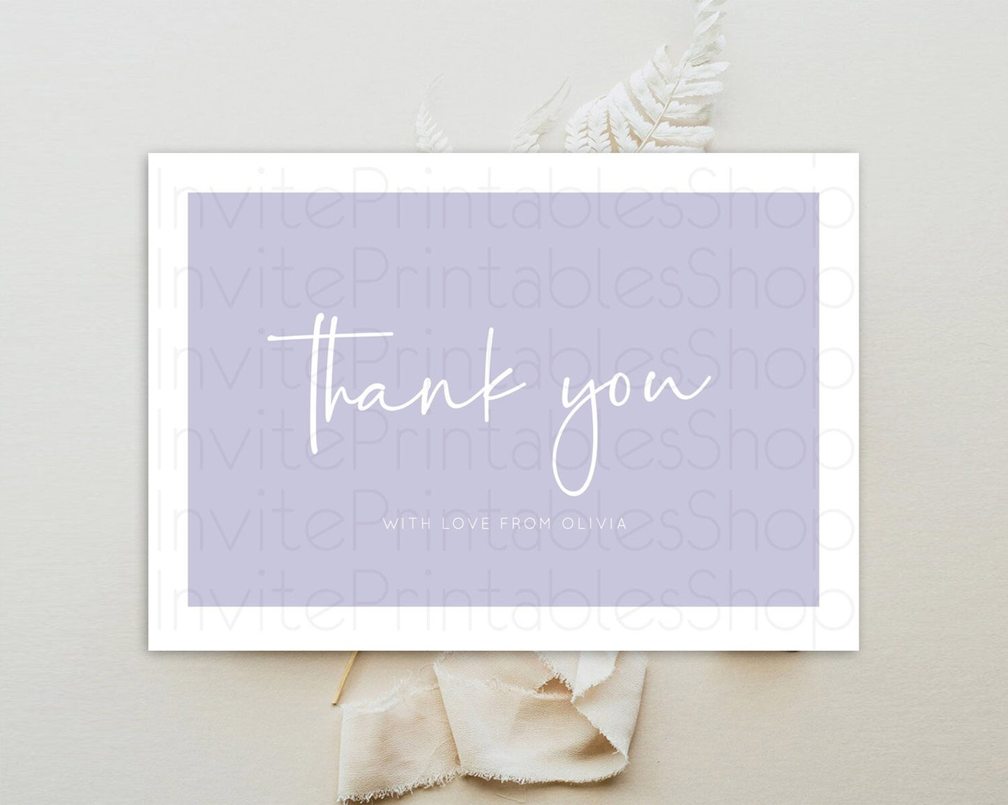 Purple Thank You Pastel Purple Thank You Card Purple Birthday Thank You Cards Modern Purple Cards Simple Purple Teacher Thank You D10942