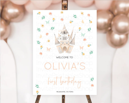 Editable Princess Birthday Welcome Sign Castle Welcome Board Secret Garden E