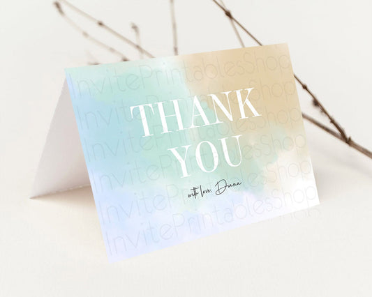 Pastel Thank You Rainbow Thank You Card Colorful Pastel Birthday Thank You Card Confetti Watercolor Pastel Teacher Thank You Cards D10370