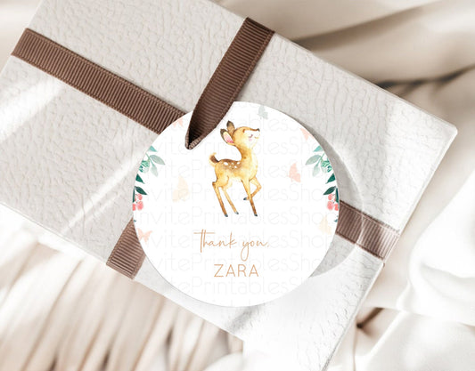 Editable Fawn Thank You Tags Deer Thank You Gift Tags Pastel Floral Deer Fav