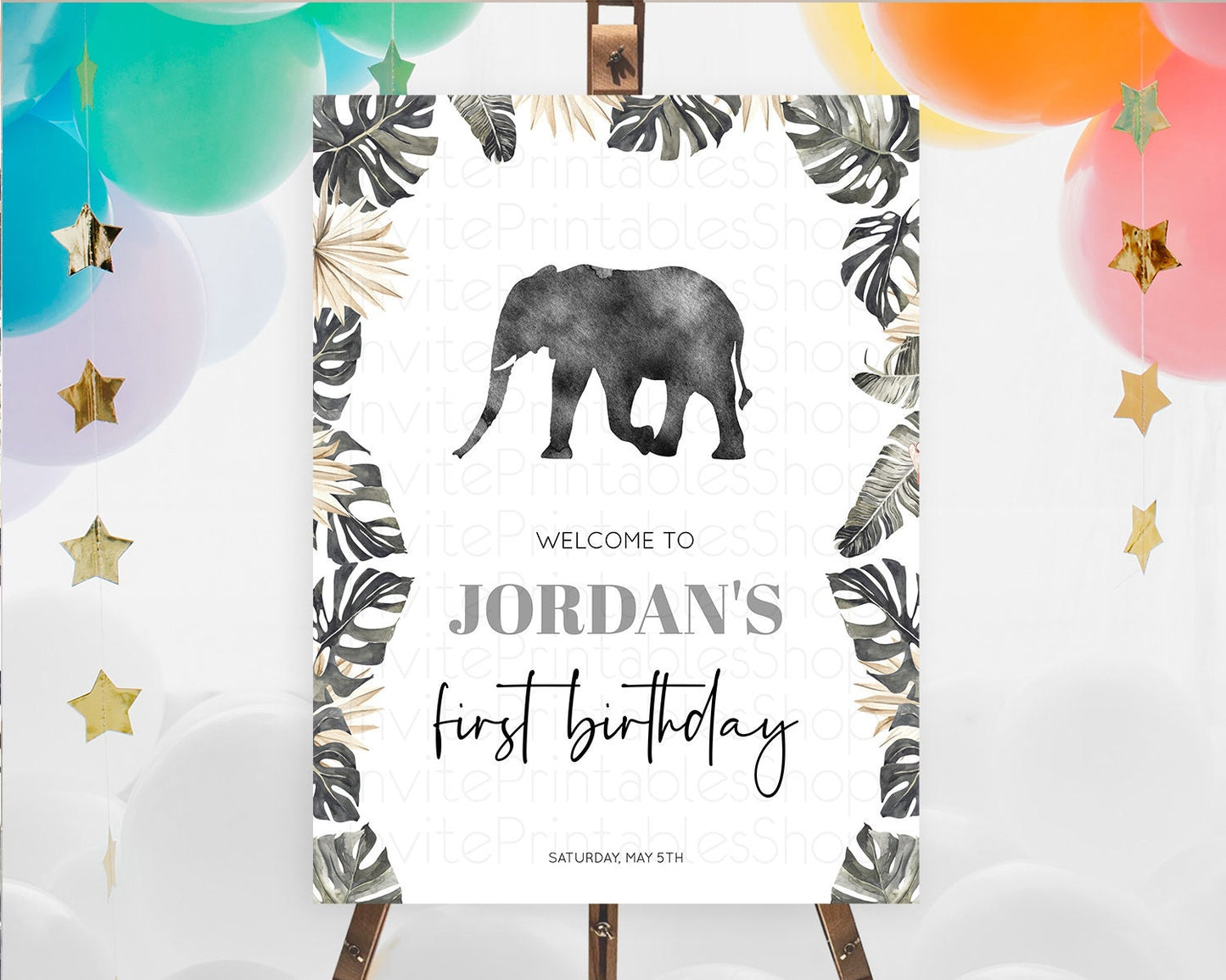 Elephant Welcome Sign Elephant Welcome Board Elephant Party Welcome Poster Safari Party Decor Elephant First Birthday Welcome Sign D10803