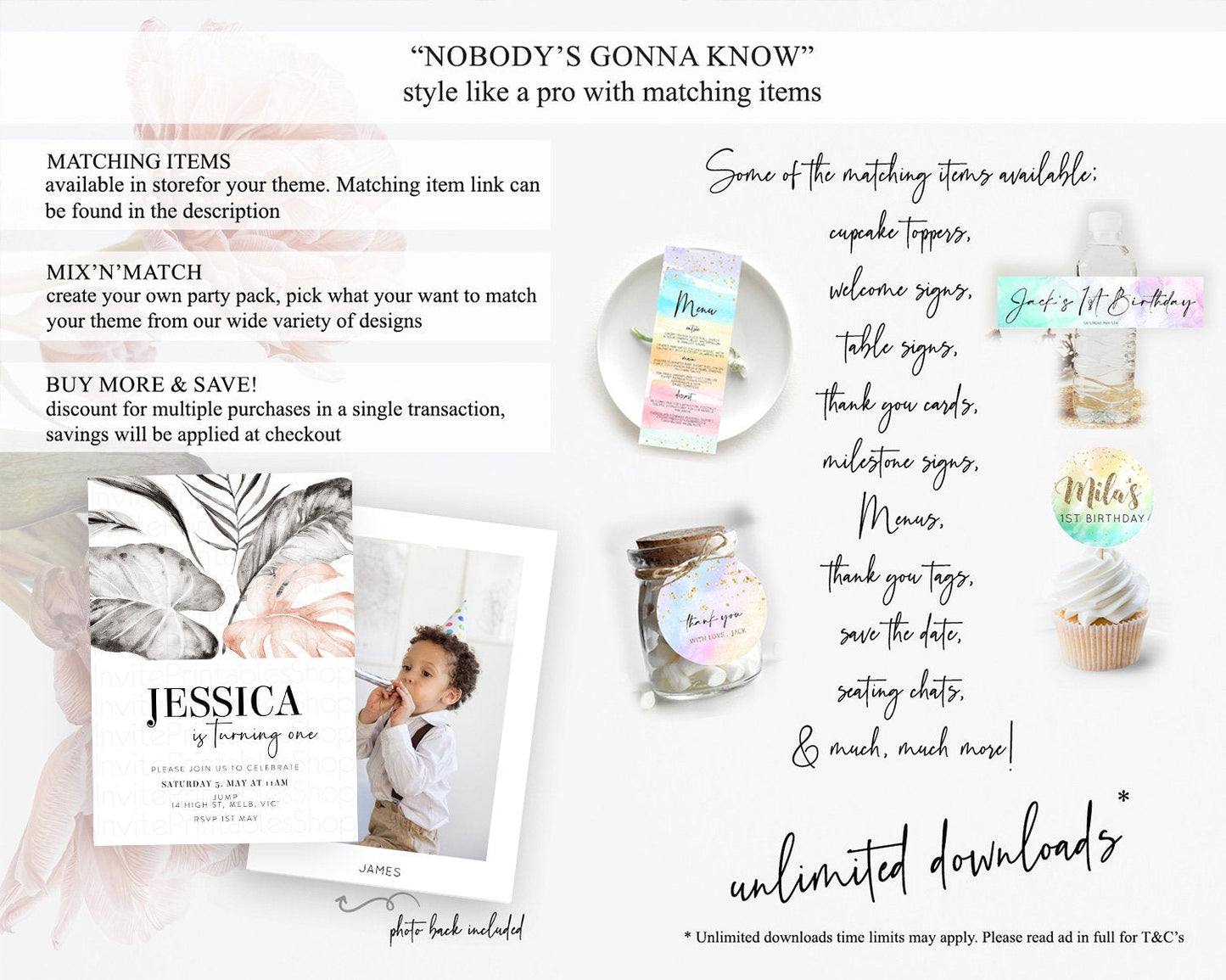 Tropical Invitation Tropical Birthday Invitation Tropical Floral Invitation Palm Leaf Fern Invite Frangipani White Orchid Invitation D11065