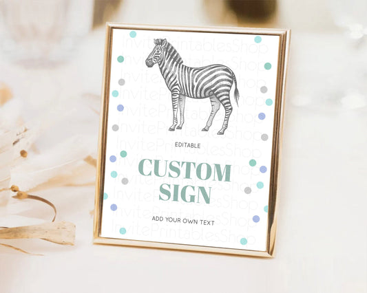 Editable Zebra Sign Zebra Table Sign Decor Zebra Party Sign Template Safari