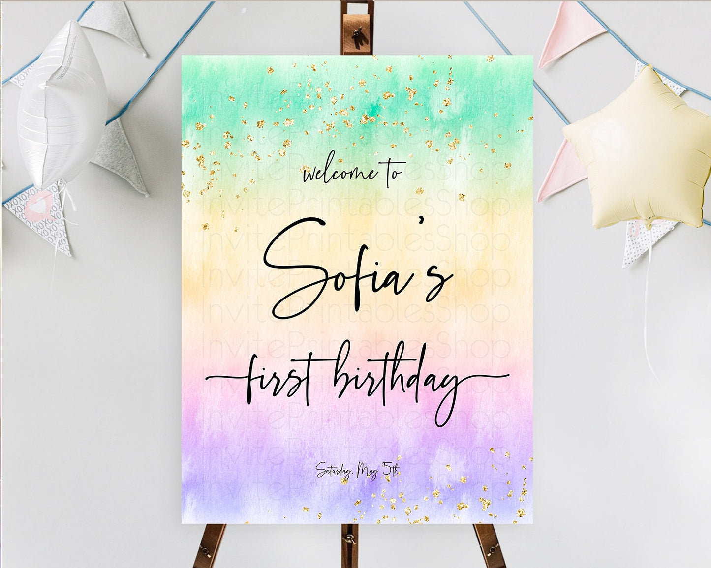 Editable Pastel Welcome Sign Pastel Rainbow Welcome Sign Colorful Rainbow Co