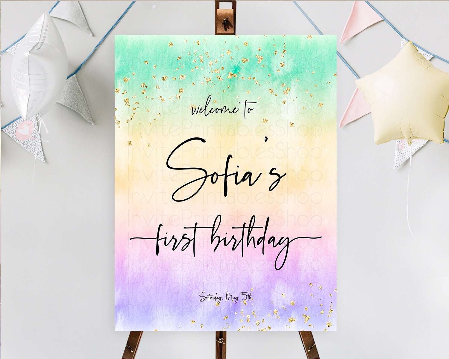 Editable Pastel Welcome Sign Pastel Rainbow Welcome Sign Colorful Rainbow Co