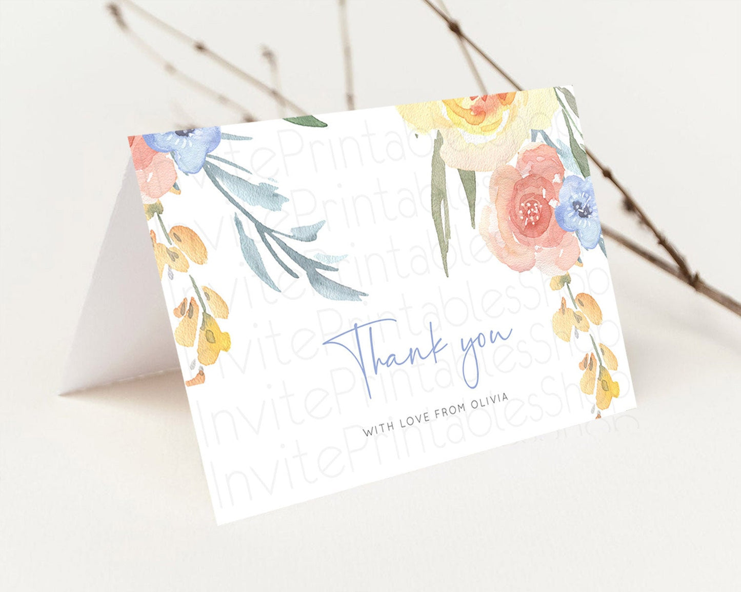 Secret Garden Thank You Wildflower Thank You Card Pastel Flower Garden Birthday Thank You Card Boho Floral Teacher Thank You Card D10186